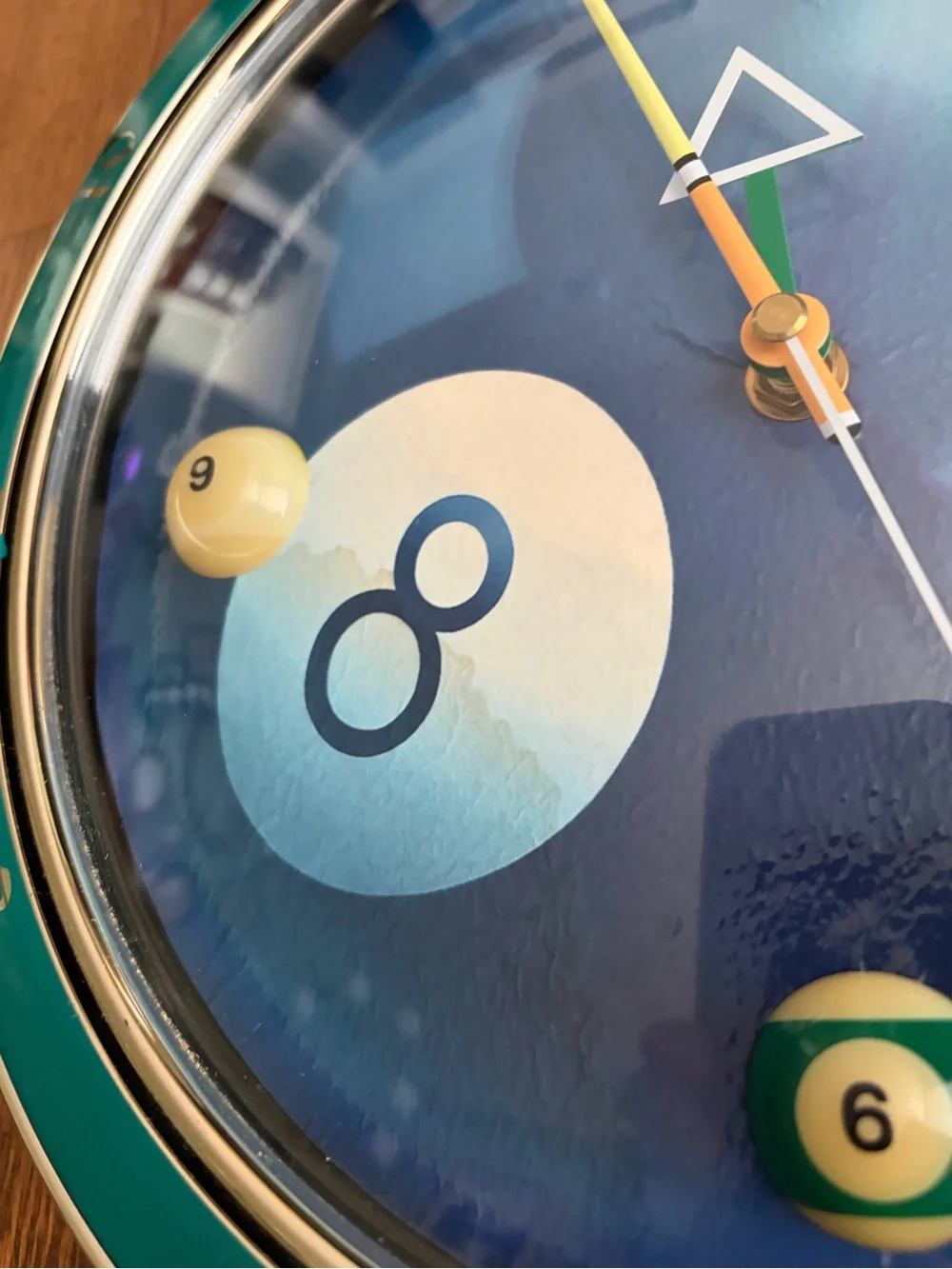 Billiards Quartz Round Wall Clock Pool Balls Game Room Mancave Ball 8 - Works
